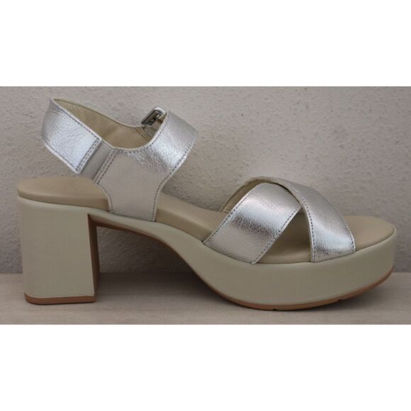 Naot 123102-BA9 Women Sz 39 US 8M Silver Soft Leather Elite Heeled Sandals - Picture 8 of 13